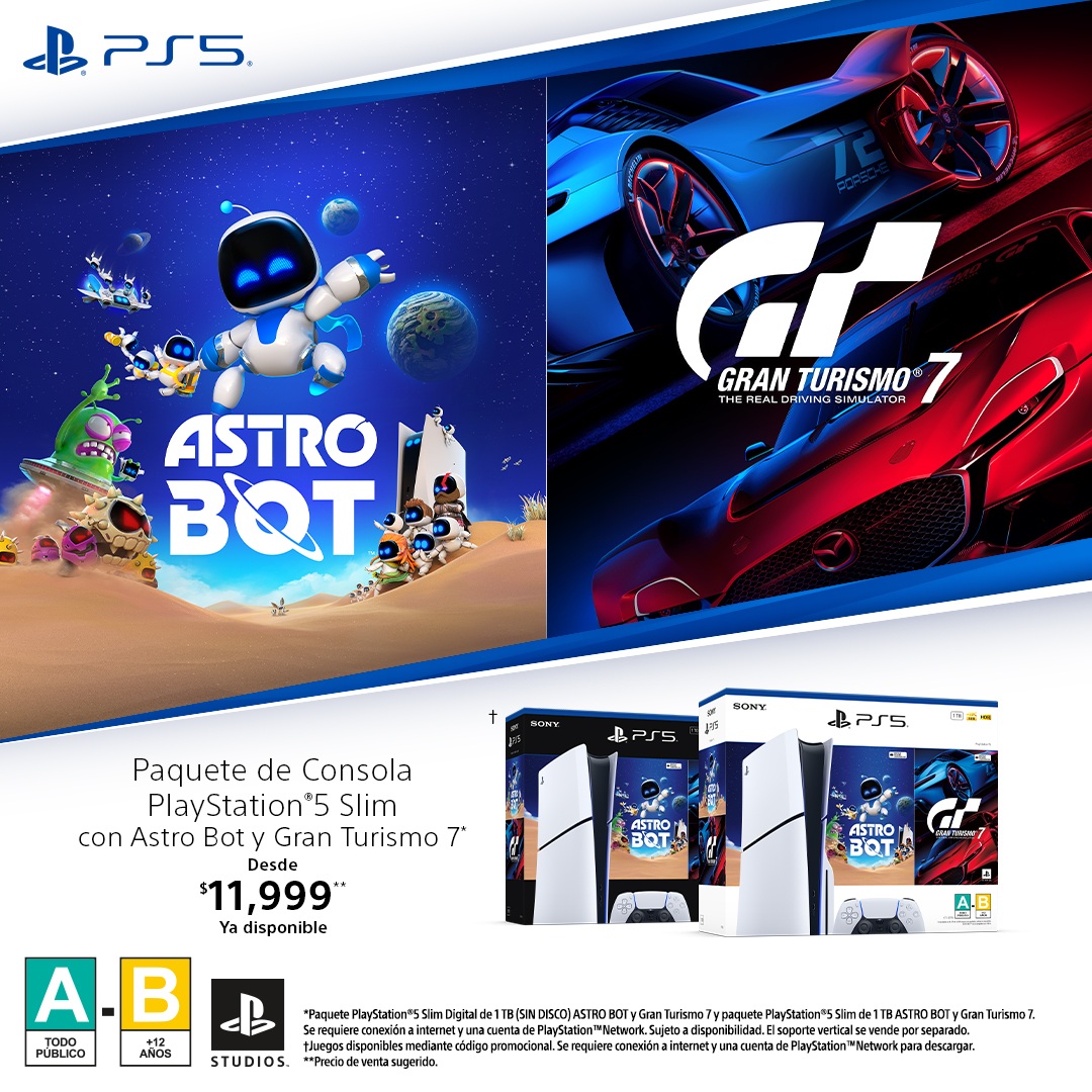 ¡Nuevo bundle de PS5 con ASTRO BOT y Gran Turismo 7 llega a México!